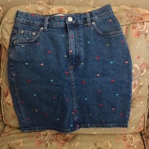 & other stories polka dot jean skirt